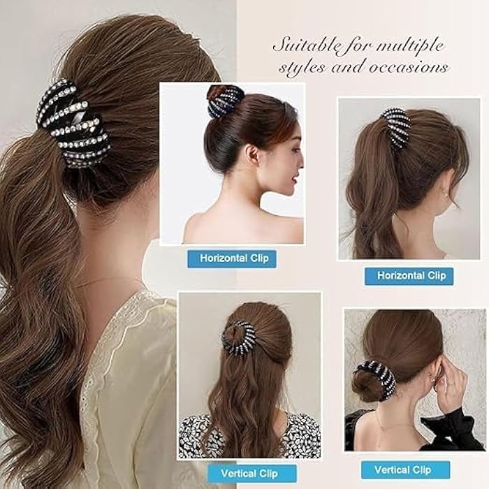 Ponytail Hair Holder for Women Girls, Expandable Bird Nest Hair Clip Headwear Barrette Styling Tools Accessories (Random Colors) - Image 3